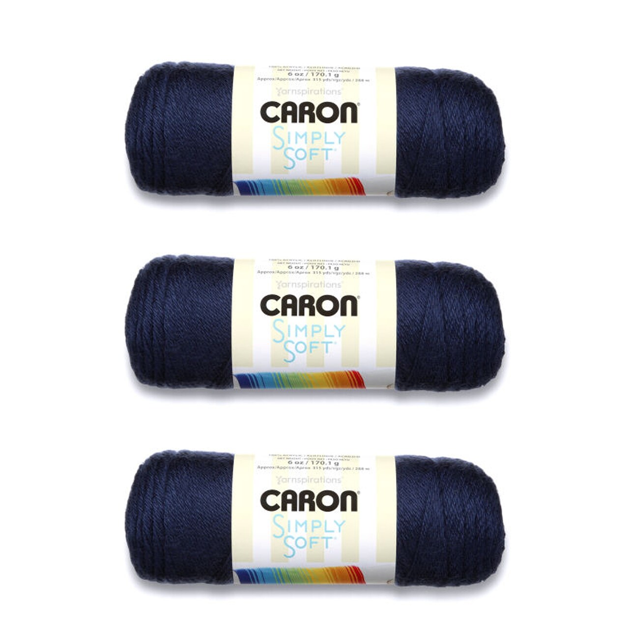 Caron Simply Soft Dark Country Blue Yarn - 3 Pack of 170g/6oz - Acrylic - 4 Medium (Worsted) - 315 Yards - Knitting/Crochet